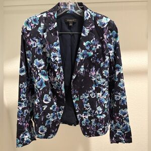 Ann Taylor Navy and Blue Floral Blazer